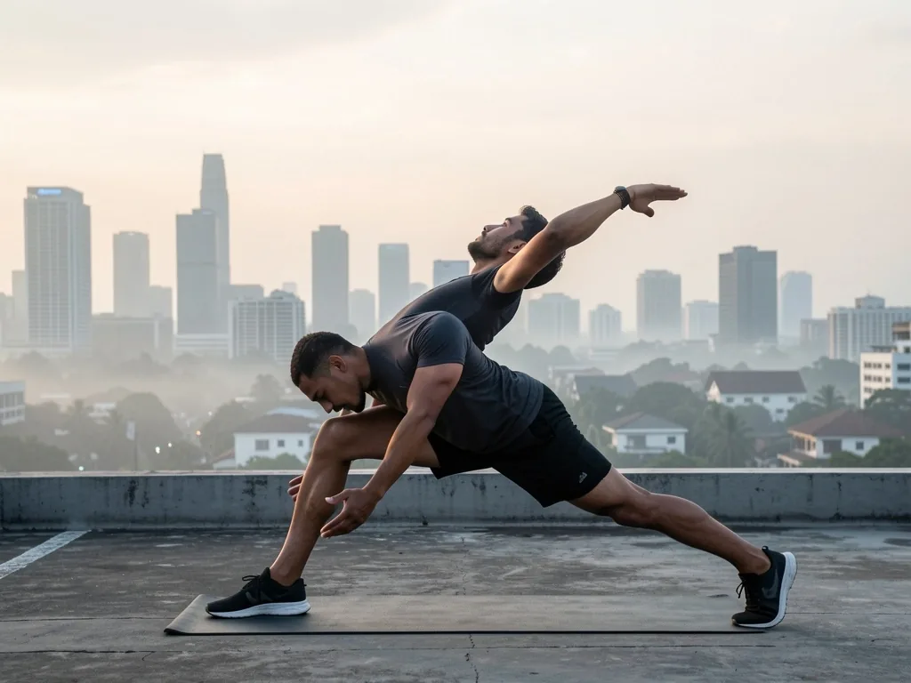 Man exercising outdoors in the morning