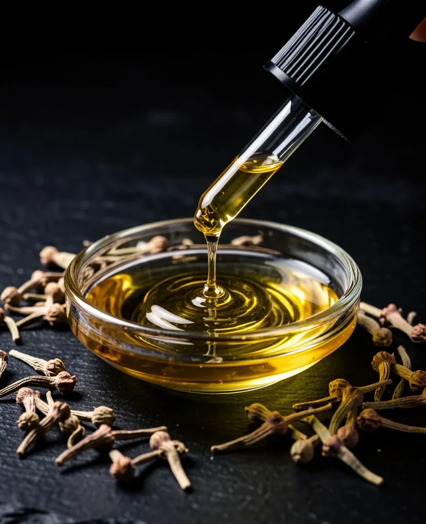 Concentrated herbal liquid extract in glassware